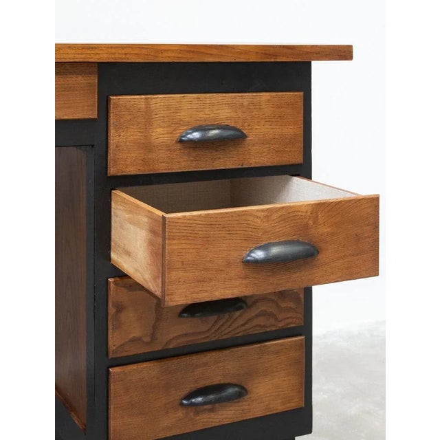 1940s Brown & Black Oak Desk, 1940s For Sale - Image 5 of 7