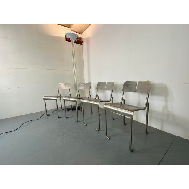 Postmodern Architectural Stainless Steel Dining Chairs, 1980s, Set of 4 For Sale - Image 9 of 18