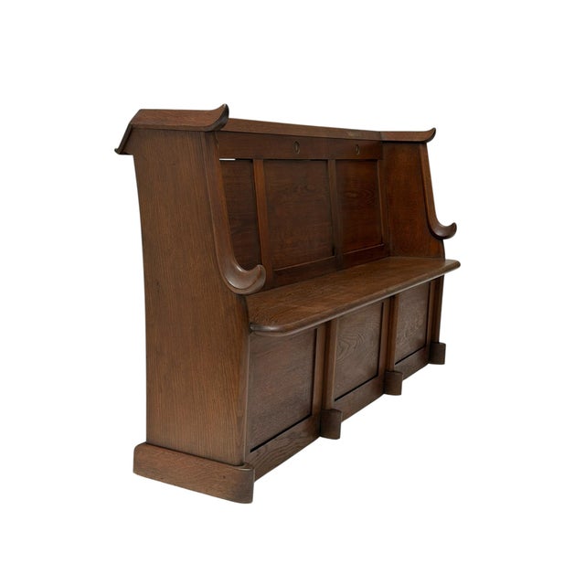 Brown Art Deco Three-Seat Bench in Oak by Willem Penaat, 1920s For Sale - Image 8 of 17