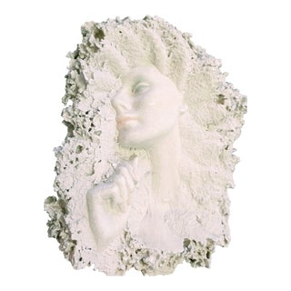 Custom Made Large Delicate Sand Sculpture Art Portrait of a Womans Face For Sale