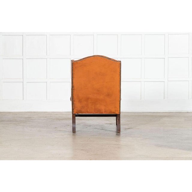 Tan English Tan Leather Wingback Armchair, 1940 For Sale - Image 8 of 15
