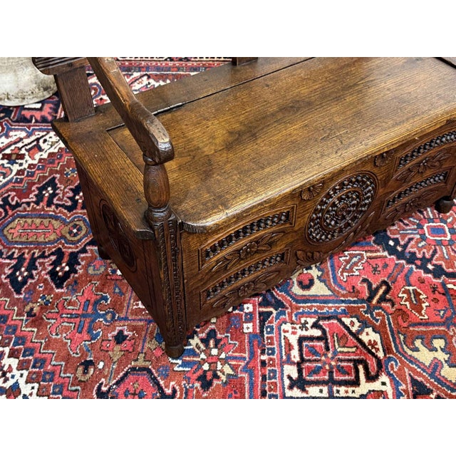 19th Century Breton Chestnut Storage Bench For Sale - Image 5 of 17