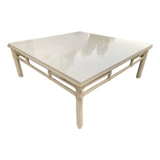 McGuire Furniture Vintage Mid Century Modern Bamboo Limestone Coffee Cocktail Table For Sale