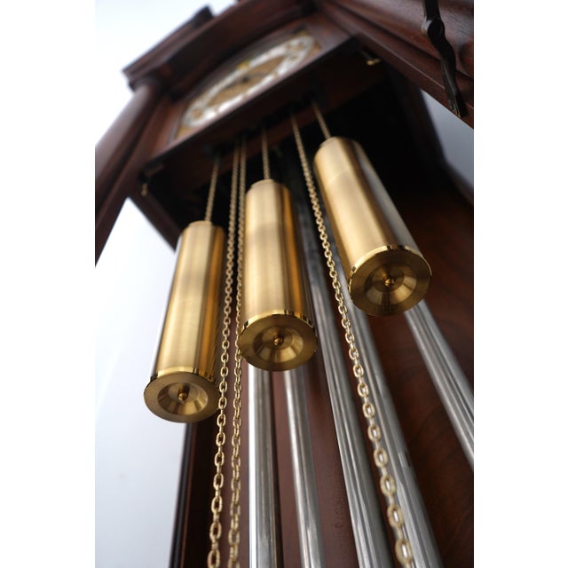1970s Colonial Mahogany 5 Tube Grandfather Clock For Sale - Image 5 of 18