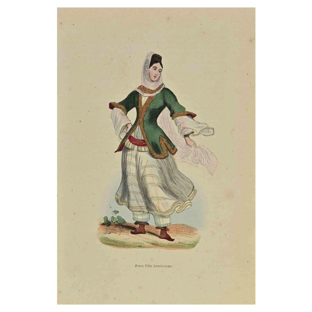 Auguste Wahlen, Armenian Girl, Lithograph, 1844 For Sale