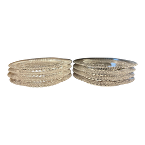 Mid 20th Century Fostoria Heritage 8" Dessert Plate Clear 24% Lead Crystal Set of 8