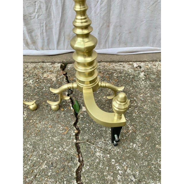 20th Century Brass Beehive Style Andirons - a Pair For Sale - Image 12 of 12