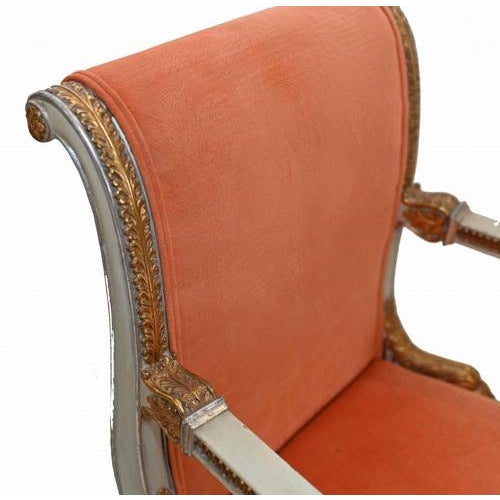 Paint Set of Italian Neo Classical Armchairs with Maiden Arms For Sale - Image 7 of 9