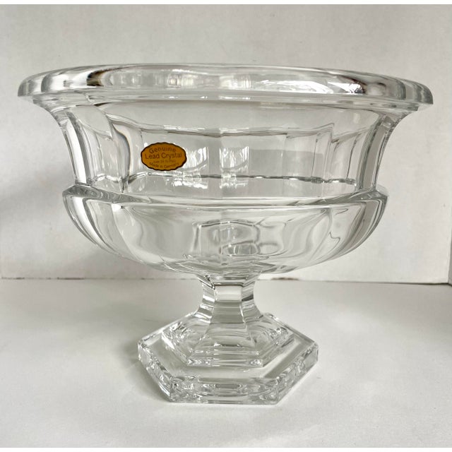 1950's Art Deco Crystal Pedestal Centerpiece Bowl For Sale - Image 9 of 12