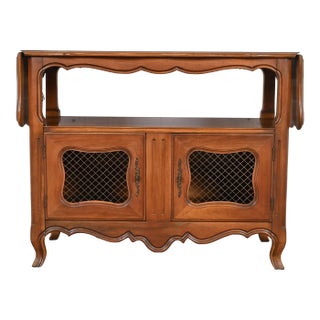 Kindel Furniture French Provincial Louis XV Cherry Wood Buffet Server or Bar Cabinet, Circa 1970s For Sale