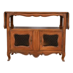 Kindel Furniture French Provincial Louis XV Cherry Wood Buffet Server or Bar Cabinet, Circa 1970s