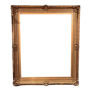 Very Large American Victorian Giltwood and Gesso Painting/Mirror Frame For Sale