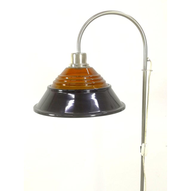 Mid-Century Modern Mid-Century Nickel-Plated Floor Lamp with Amber Glass Head, 1970s For Sale - Image 3 of 8