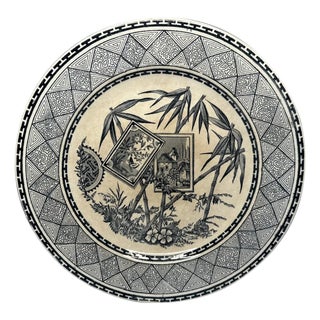 Antique Aesthetic Movement Plate, John Meir Bamboo Transferware For Sale