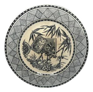 Antique Aesthetic Movement Plate, John Meir Bamboo Transferware