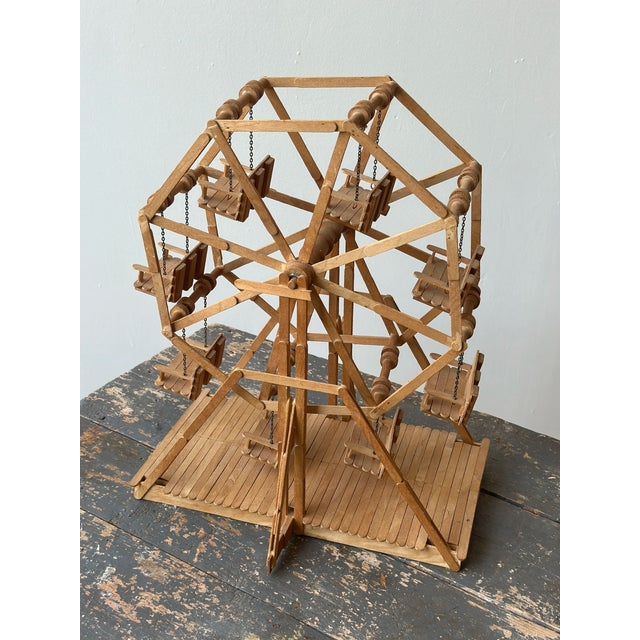 Vintage Folk Art Popsicle Stick + Spool Kinetic Ferris Wheel Sculpture, Circa 1970s For Sale - Image 12 of 17