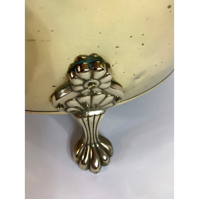 Large Brass Vintage Footed Floor Oval Planter /Container - Lions Head Handles For Sale - Image 4 of 7