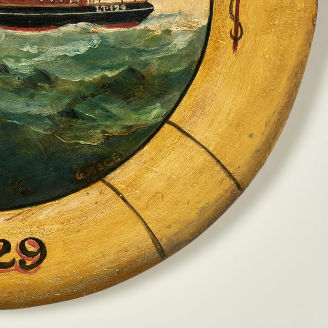 English Painting of the S. S. Soltan Steamship Signed G. Macey For Sale - Image 9 of 12