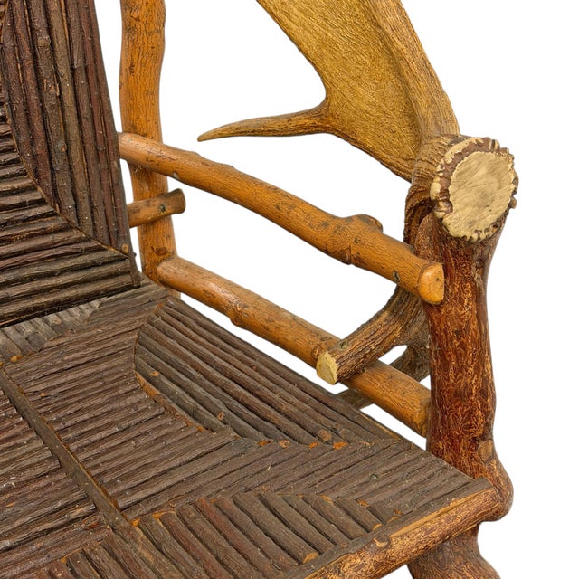 American Adirondack Style Moose Antler Armchair For Sale - Image 12 of 14