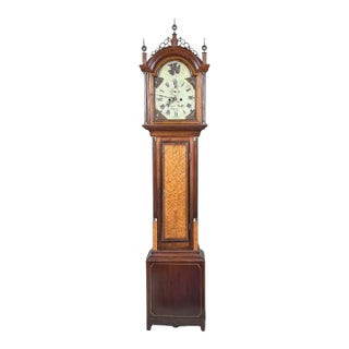 American Federal Birch and Birdseye Maple Tall Case Clock, Wingate, Ca 1820 For Sale
