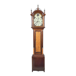 American Federal Birch and Birdseye Maple Tall Case Clock, Wingate, Ca 1820