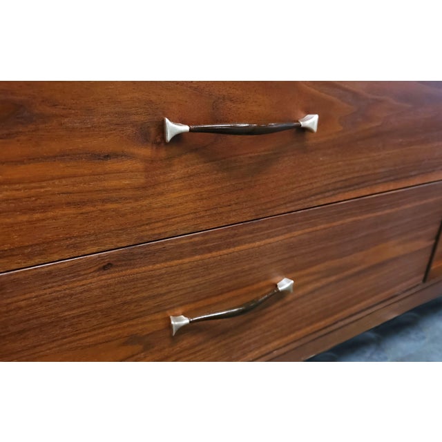 1960s Walnut Original Mid Century Modern Tall Dresser Highboy For Sale - Image 12 of 13