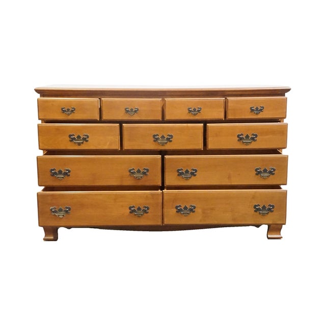 Early 21st Century High End Vintage Solid Hard Rock Maple Early American Colonial 56" Double Dresser 5012 For Sale - Image 5 of 13