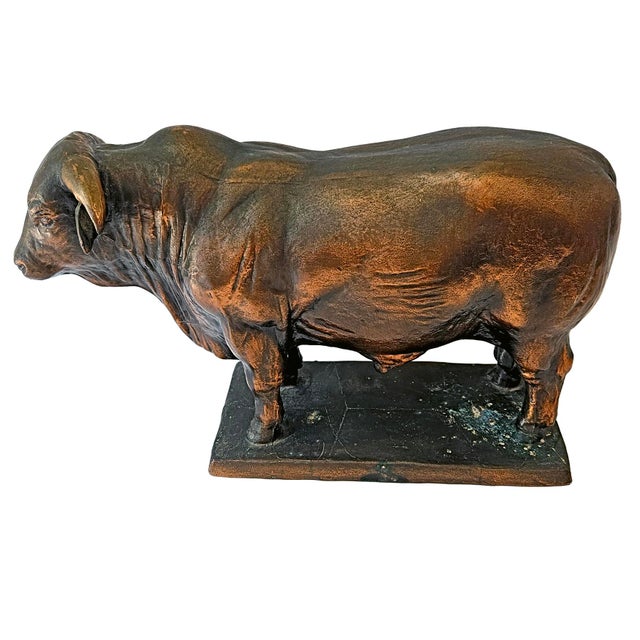 1969 Vintage Santa Gertrudis Breeders International Bronze Bull Trophy Statue For Sale - Image 4 of 13