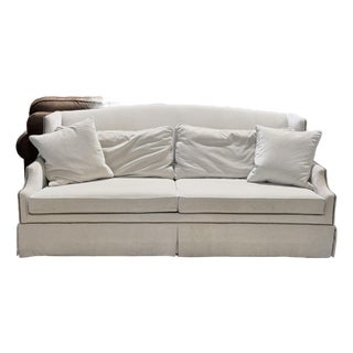 Ethan Allen Classic Upholstered Skirted Sofa With Nailhead Trim For Sale