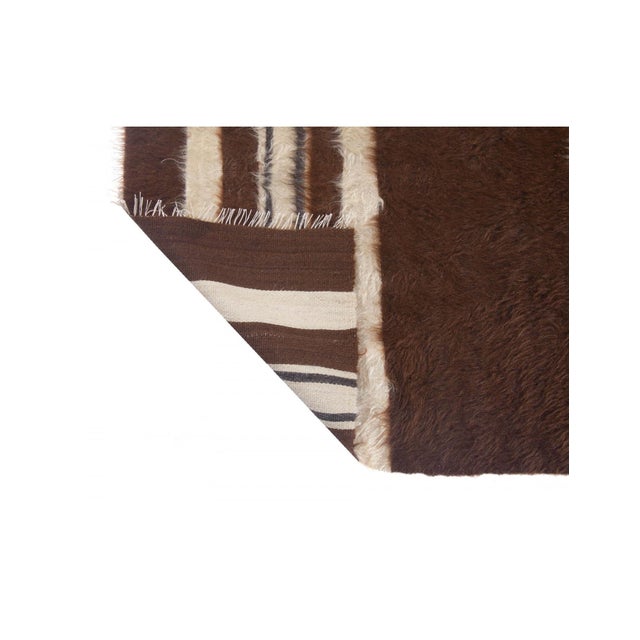 1960s Brown Vintage Turkish Blanket Kilim Rug - 4`2 X 5`11 For Sale - Image 5 of 6