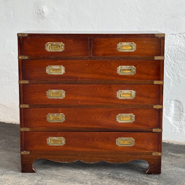 Mid-Century Modern British Mahogany Military Chest, Early 1900s For Sale - Image 3 of 15