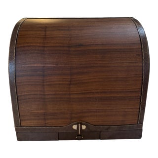 Vintage Gucci Leather and Wood Bar Box / Bottle Case For Sale