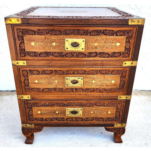English Mid-Century Anglo-Indian Rosewood Chest Nightstand For Sale - Image 3 of 12