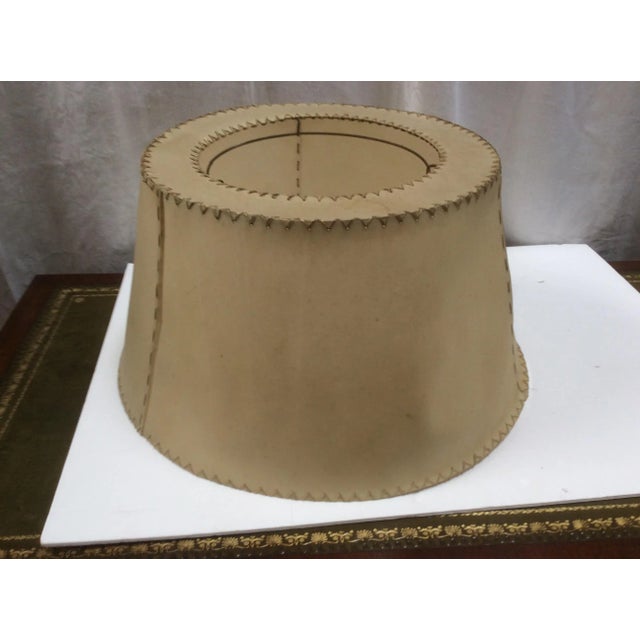 Contemporary Vintage Vellum Hand Stitched Shade For Sale - Image 3 of 8