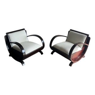 Art Deco Club Chairs in Curved Wood, Set of 2 For Sale