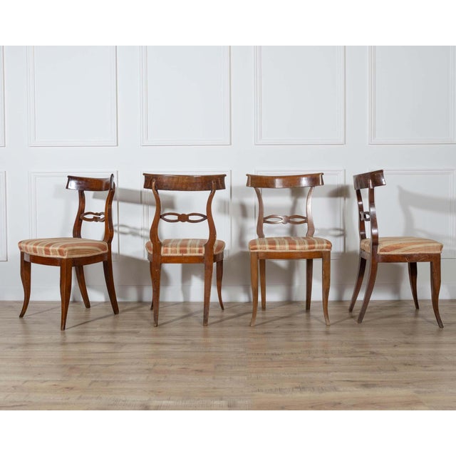 Wood Set of Four Late 18th–Early 19th Century Tuscan Walnut Directoire Chairs For Sale - Image 7 of 12