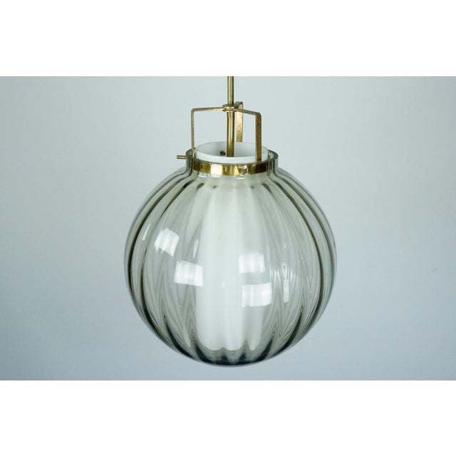 Gray Mid-Century Smoked Murano Glass Pendant with Opaline Diffuser, Italy, 1950s For Sale - Image 8 of 13