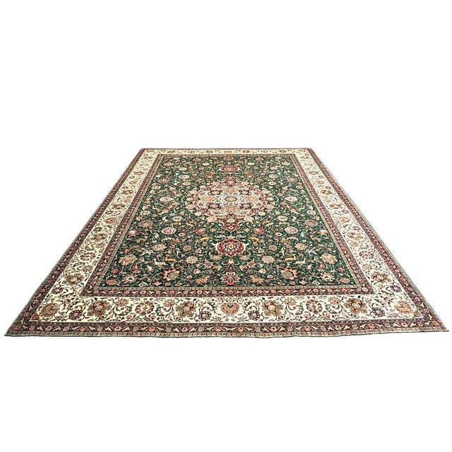 Condition: Antique Circa: 1940s Origin: Persia Design: Tabriz Actual size: 9.7 X 12.4 Thickness: 1/4" Color: Green, Red,...