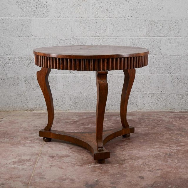 Antique Round Inlaid and Grooved Table For Sale - Image 4 of 18