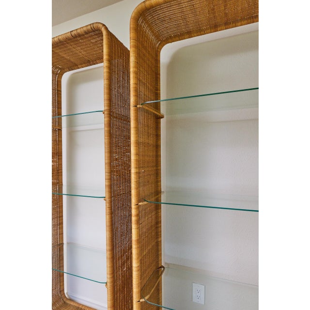 1960's French Rattan and Glass Shelf in the Manner of Louis Sognot For Sale - Image 15 of 17