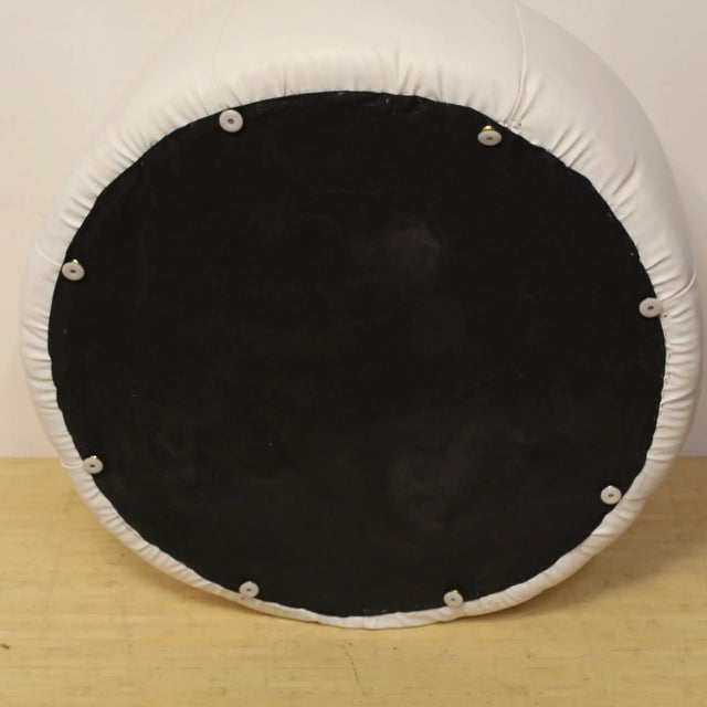 Modern White Leather Diamond Tufted Ottoman For Sale - Image 3 of 4