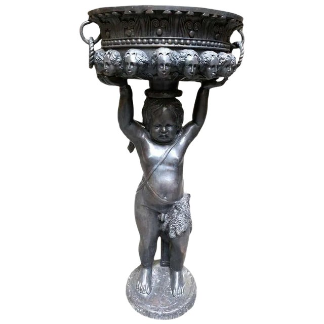Italian Bronze Cherub Planter, 20th Century For Sale