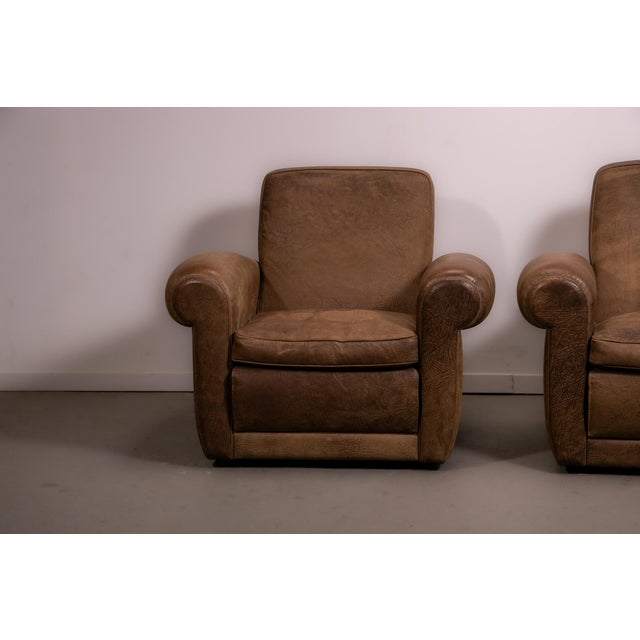 Brown Mickey Chairs in Nabuk Camel Leather by Baxter, 1998, Set of 2 For Sale - Image 8 of 14