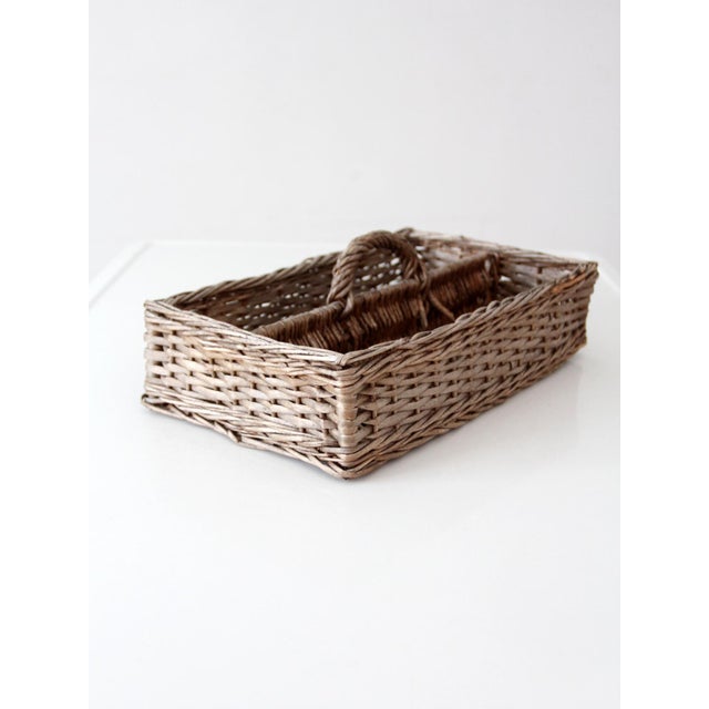 Farmhouse Vintage Divided Wicker Gathering Basket For Sale - Image 3 of 15