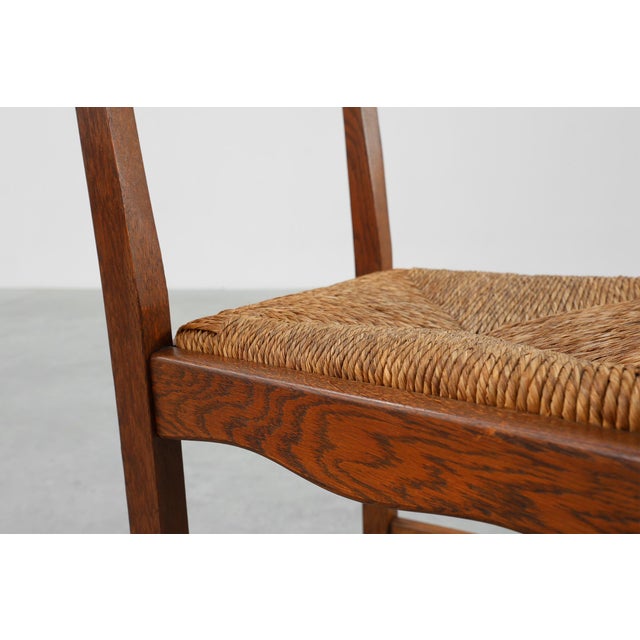 Mid-Century Modern Brutalist Oak and Wicker Chair, 1960 For Sale - Image 14 of 18