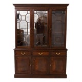 Stickley Three-Door Mahogany Chippendale Style Breakfront For Sale