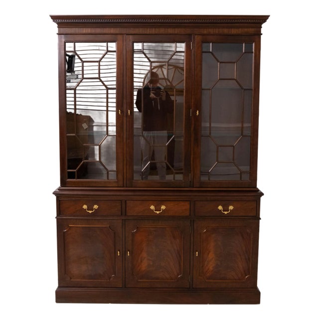 Stickley Three-Door Mahogany Chippendale Style Breakfront For Sale