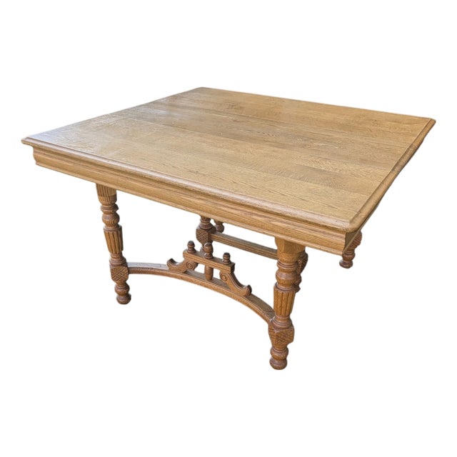 Early 20th Century Jacobean Revival Quarter-Sawn Tiger Oak 6-Leg Extension Dining Table For Sale