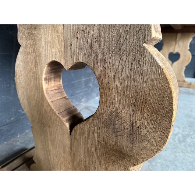 Large French Bleachers Oak Farmhouse Dining Table, 1925 For Sale - Image 10 of 17