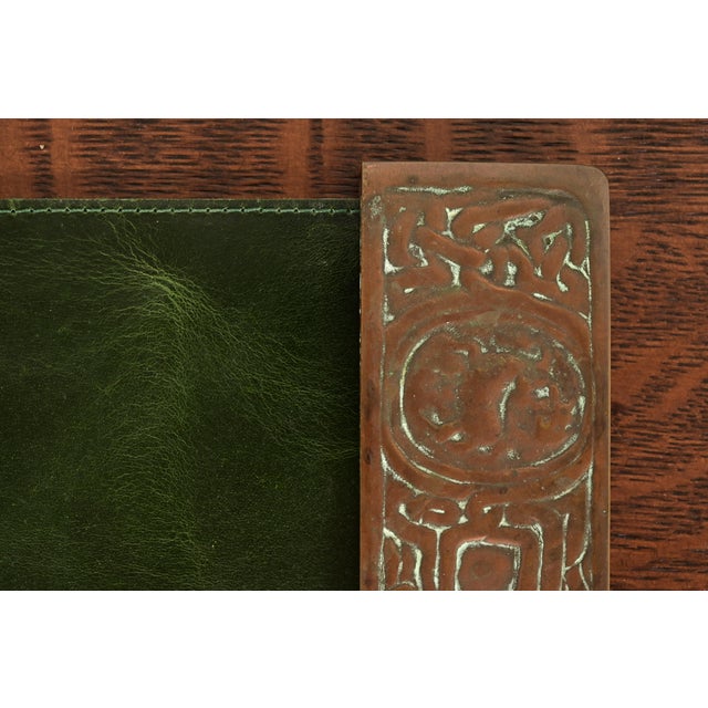 Tiffany Studios New York Zodiac Bronze Blotter Ends With Leather Desk Blotter For Sale In South Bend - Image 6 of 13